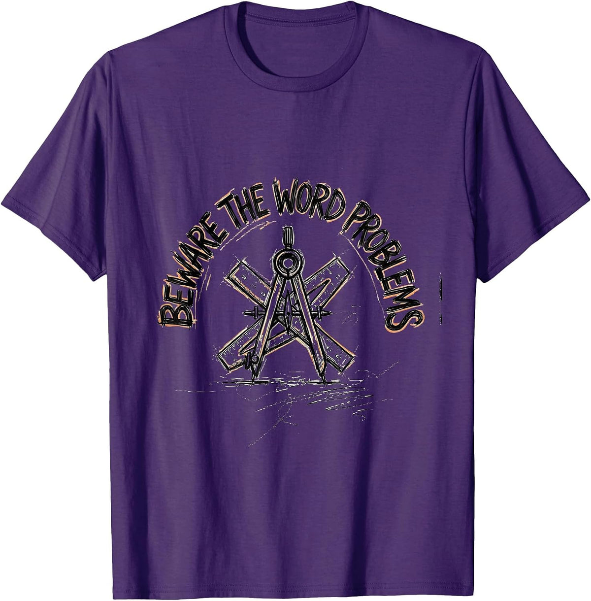 Beware The Word Problems Funny Math Teacher Halloween T-Shirt - Purple