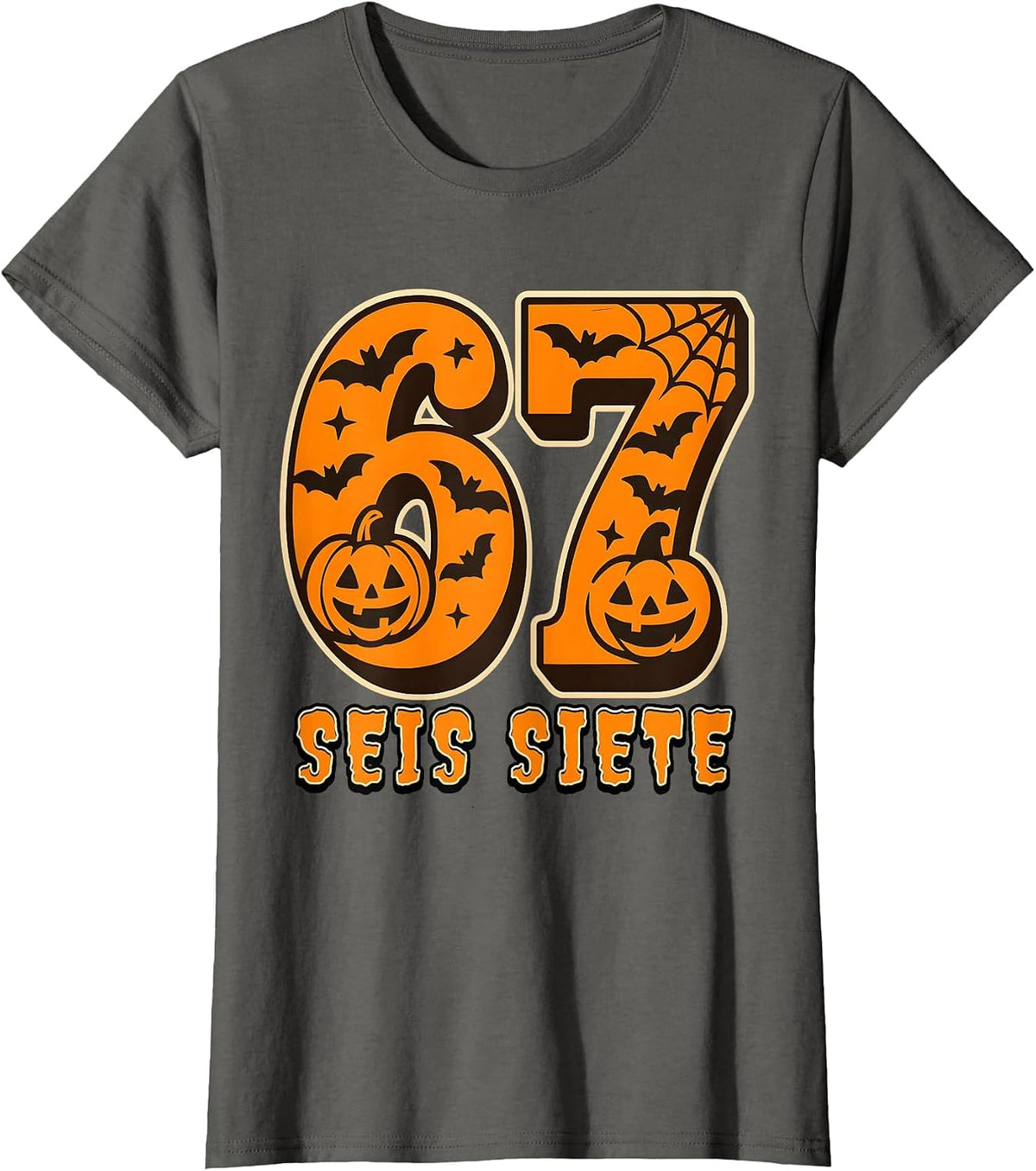 SEIS Siete Spanish Halloween 67 Boys Kids Six Seven Espanol T-Shirt - Asphalt Grey