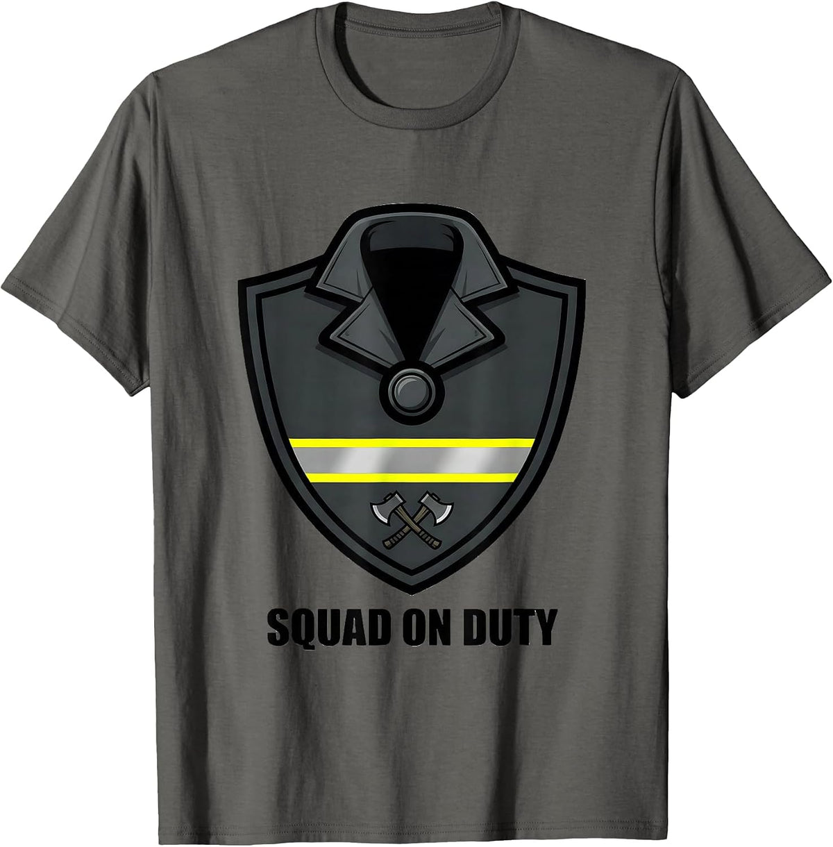 SQUAD ON DUTY Firefighter Badge Humor Fireman Gift T-Shirt - Asphalt Grey