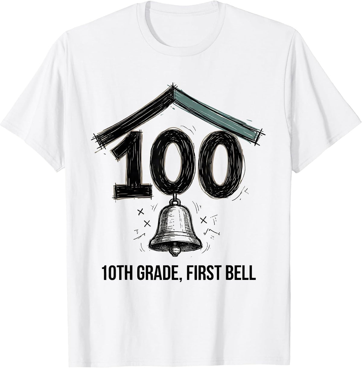 Men's √100 = 10TH GRADE First Bell Hand-Sketched Math Birthday T-Shirt - White