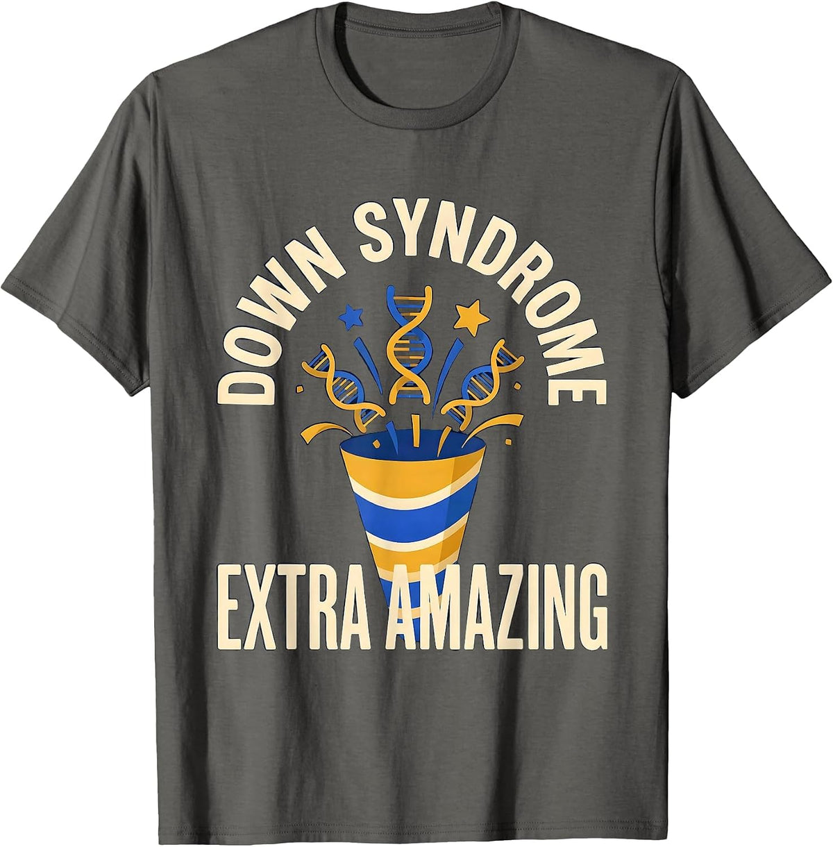 Men's Down Syndrome, Extra Amazing Supportive Family Awareness T-Shirt - Asphalt Grey