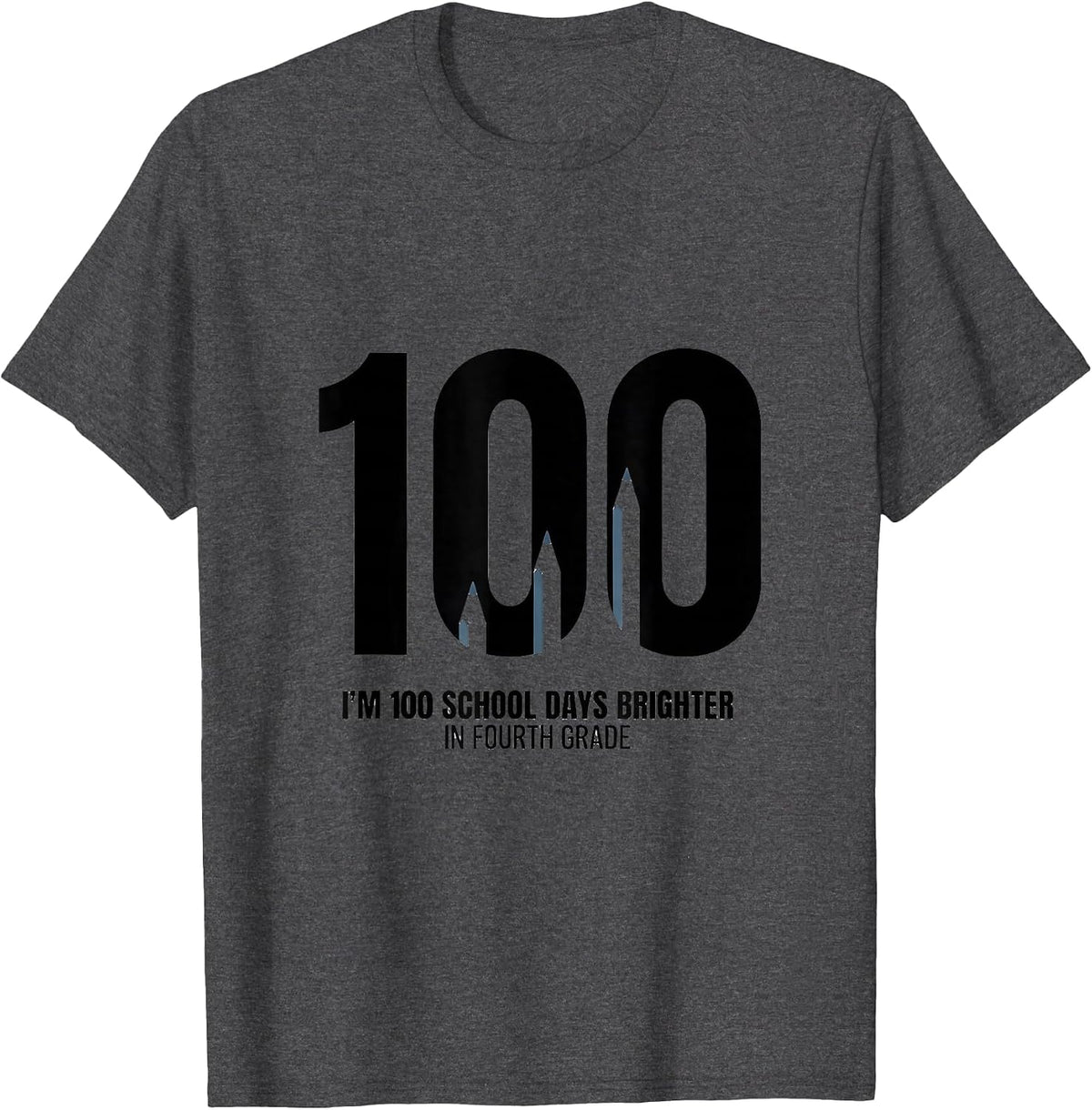 Men's I'm 100 School Days Brighter In Fourth Grade Teacher T-Shirt - Dark Heather Grey