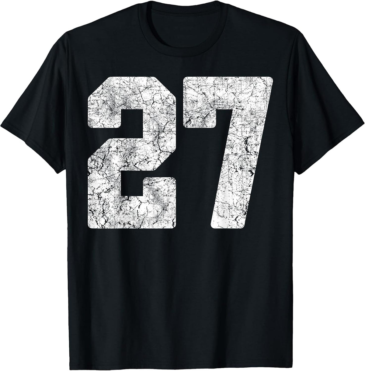 Distressed White Number 27 Jersey Player Uniform #27 Grunge T-Shirt - Black