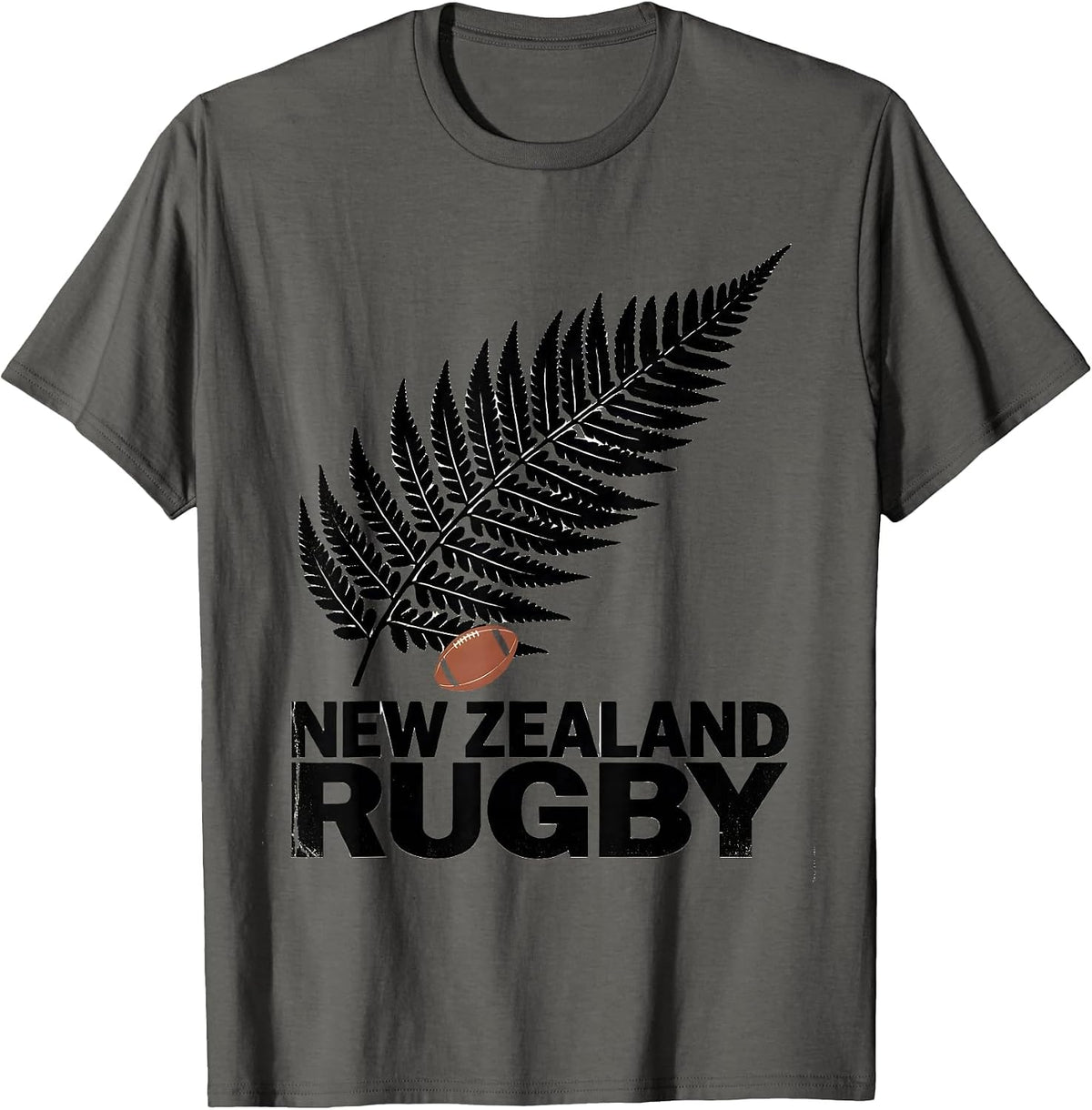 New Zealand Rugby Vintage Fern Icon Kiwi Fan Pride T-Shirt - Asphalt Grey