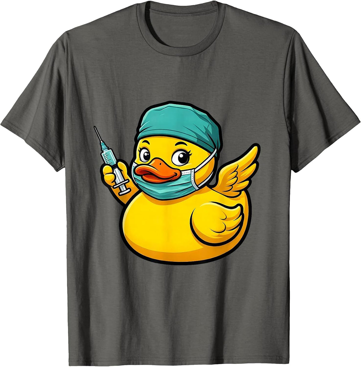 Men's Funny Rubber Duck Operating Room Nurse T-Shirt - Asphalt Grey