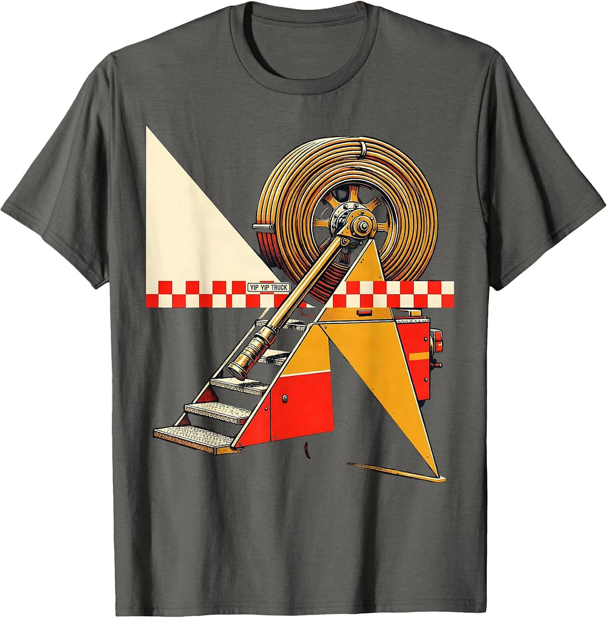 Yip Yip Truck Constructivist Firefighter Humor Fire T-Shirt - Asphalt Grey