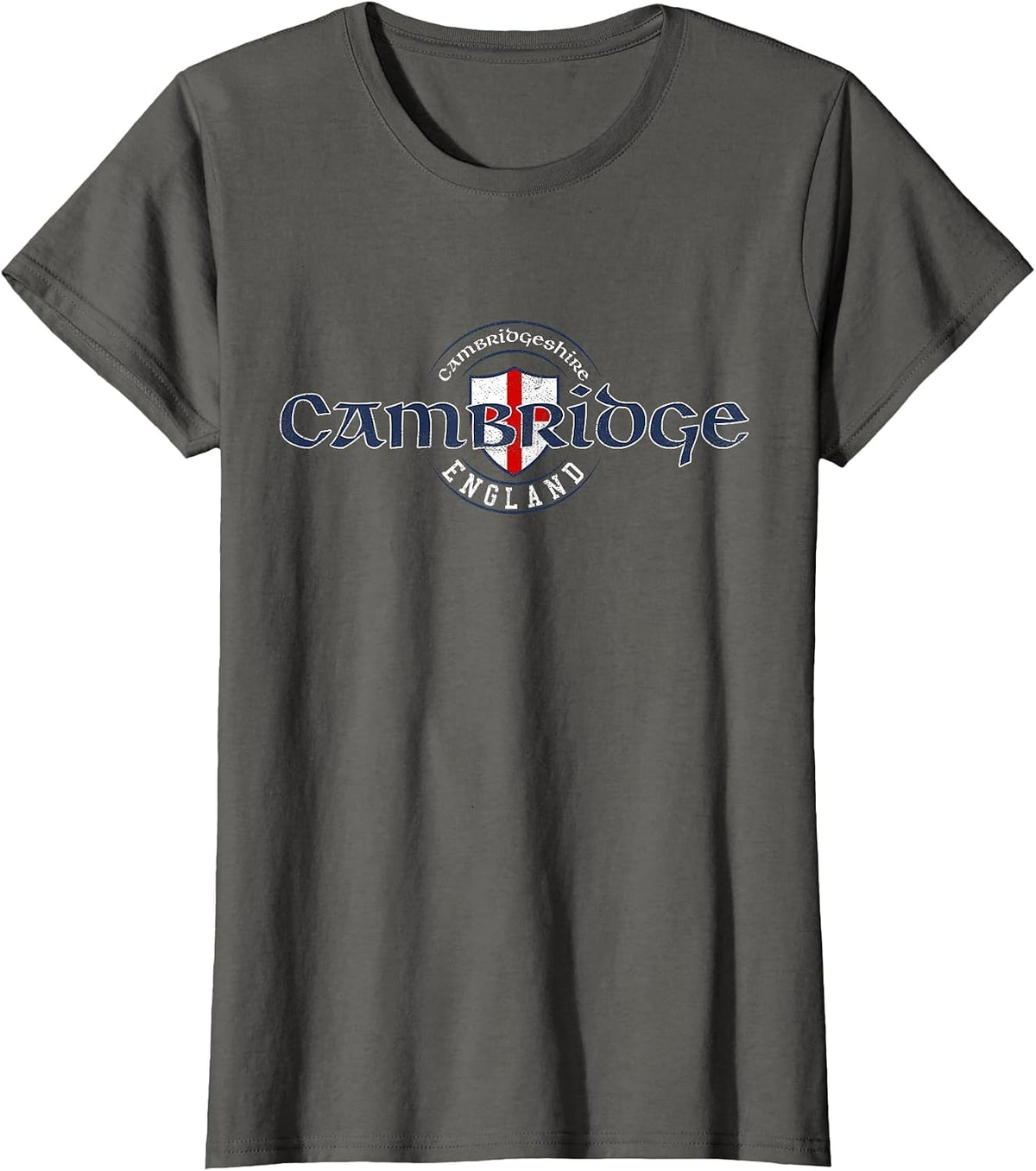 Cambridge England English Flag T-Shirt - Asphalt Grey