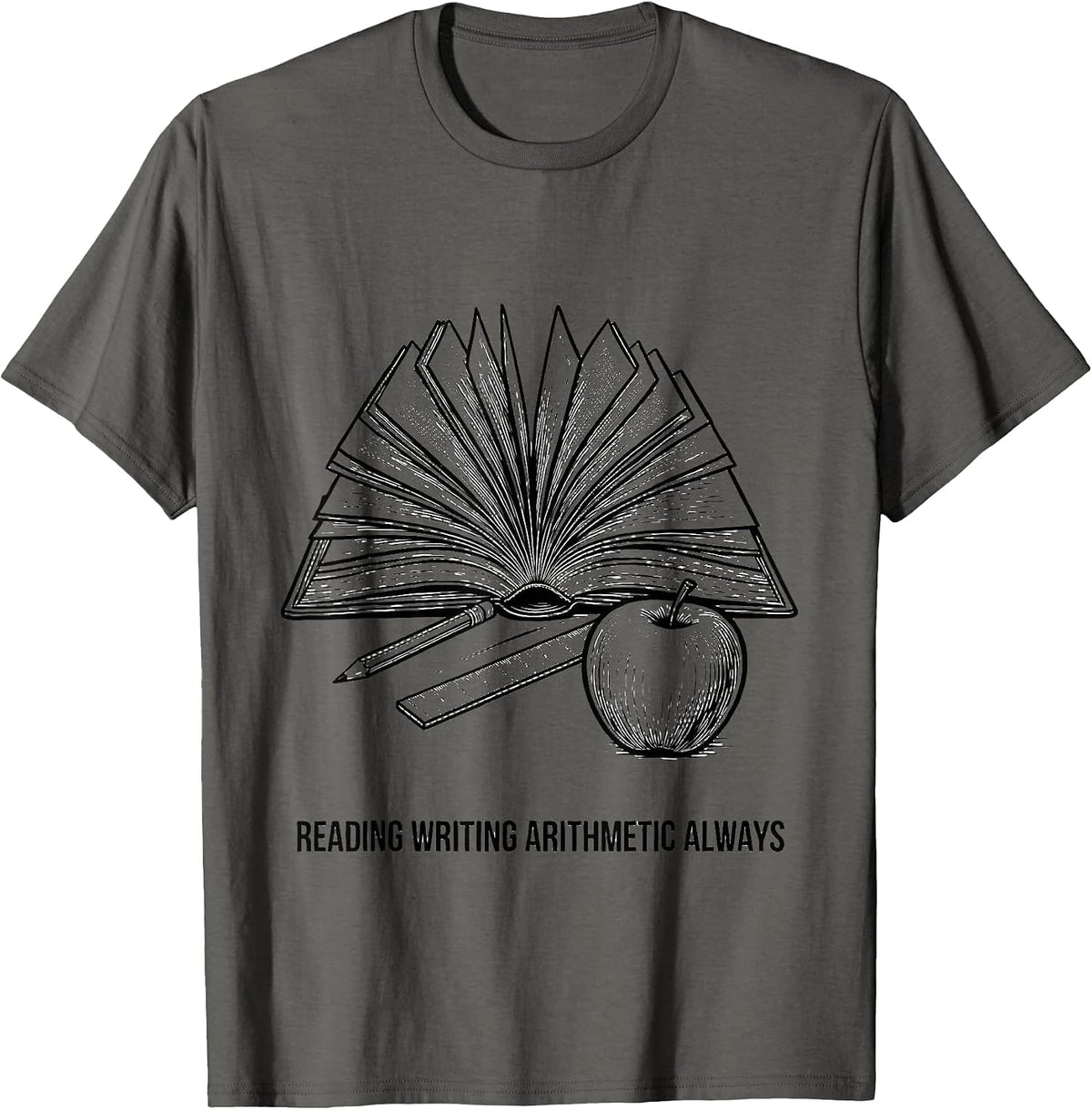 5th Grade Teacher Reading Writing Arithmetic Design T-Shirt - Asphalt Grey