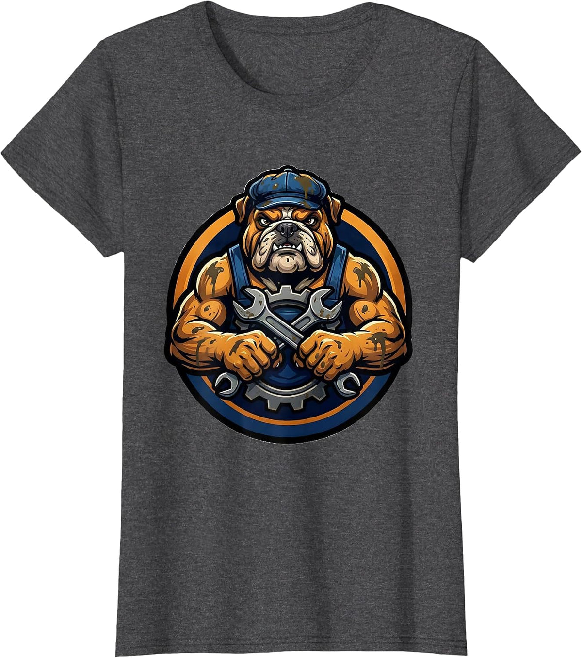 Women's Grease Monkey Wrench and Gear Mechanic Graphic T-Shirt - Dark Heather Grey