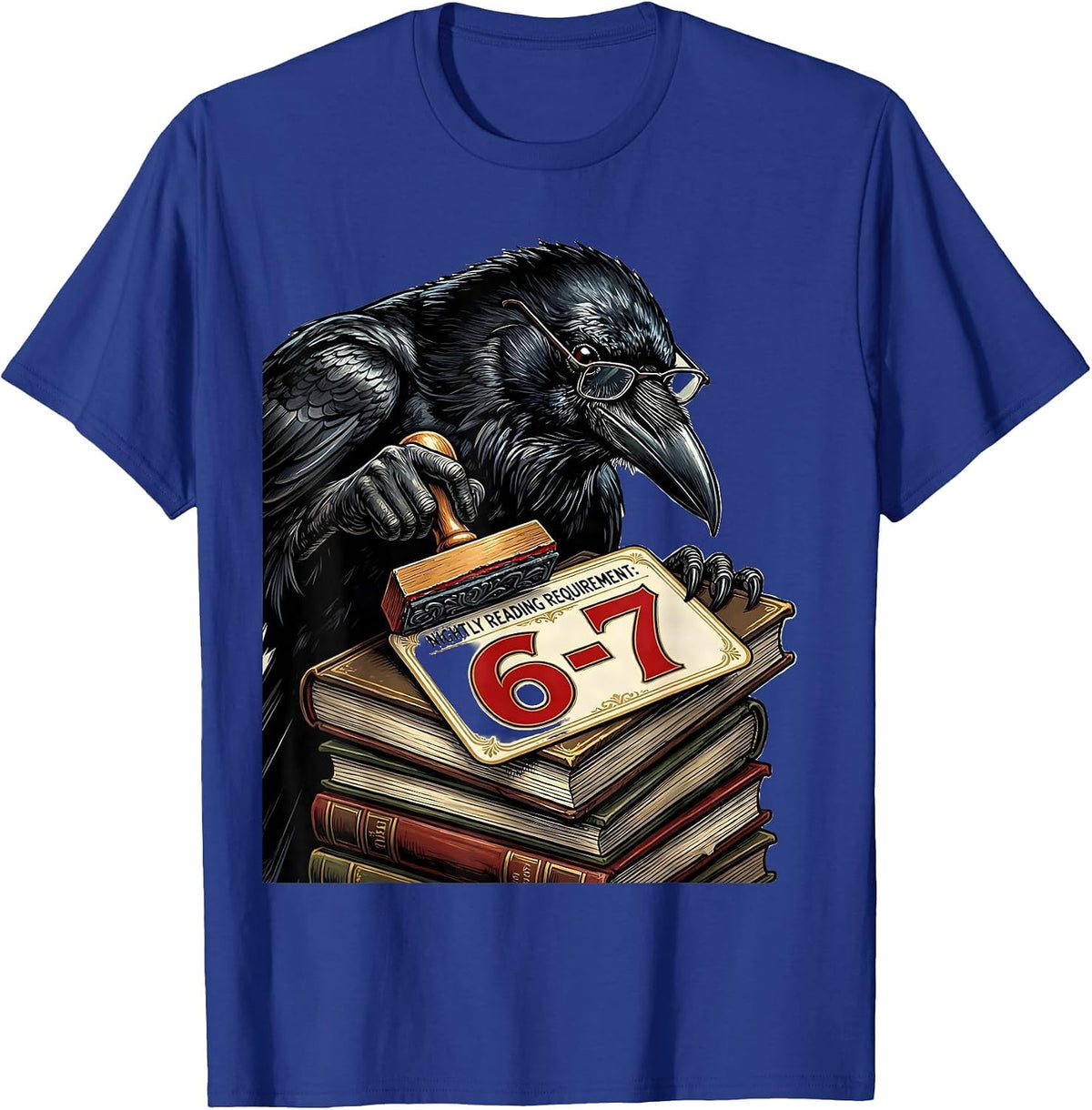 Men's Nightly Reading Requirement: 6-7 Funny Teacher Book Lover T-Shirt - Royal Blue