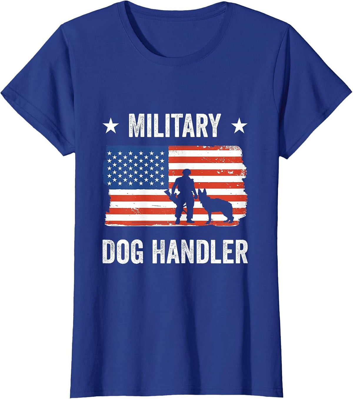 USA Flag Military Dog Handler T-Shirt - Royal Blue