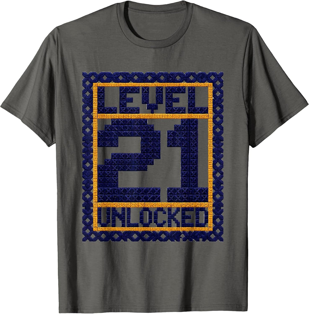 Men's Level 21 Unlocked 21st Birthday Gaming Design T-Shirt - Asphalt Grey