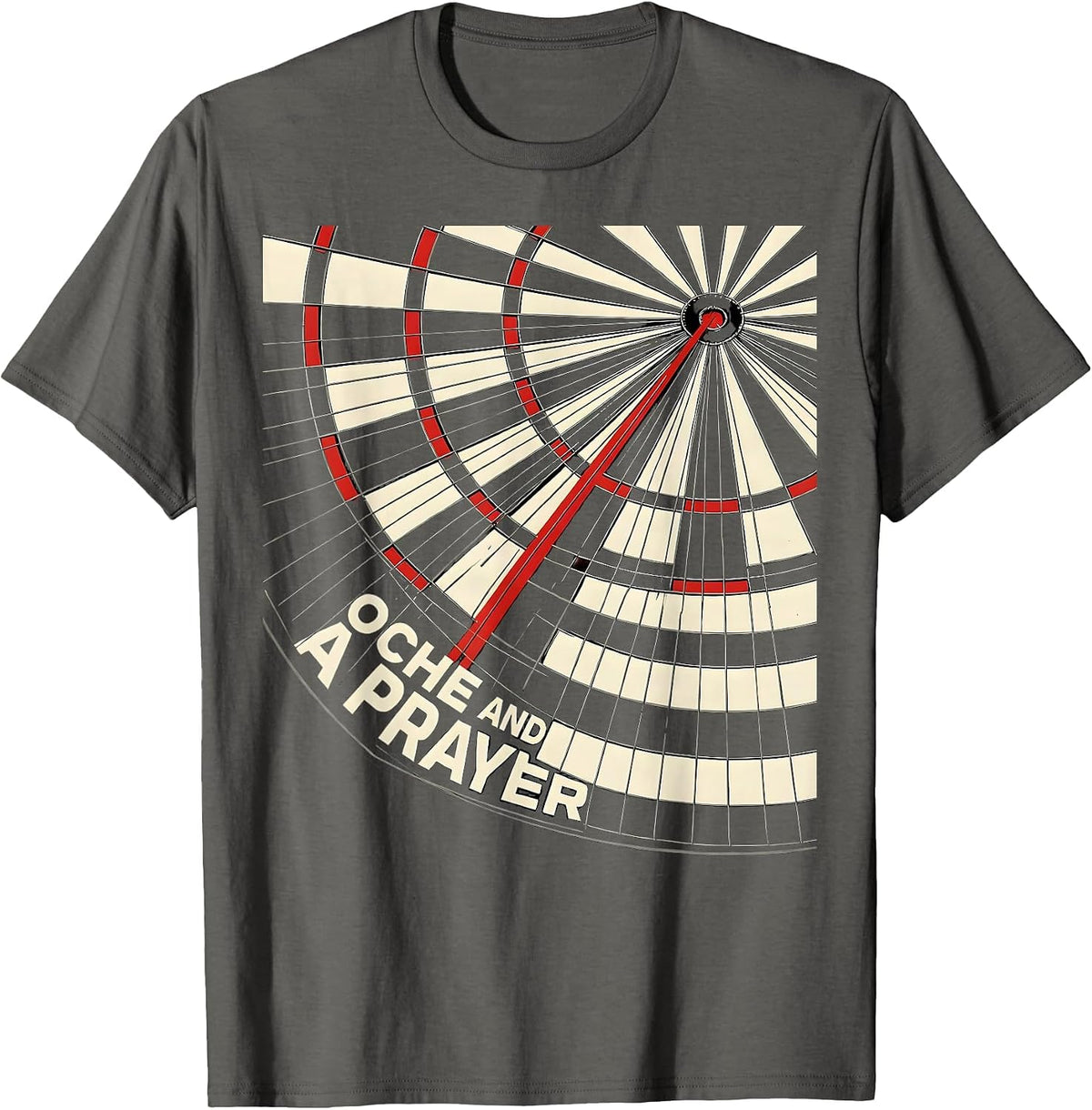 Oche And A Prayer Constructivist Poster Dart Player League T-Shirt - Asphalt Grey