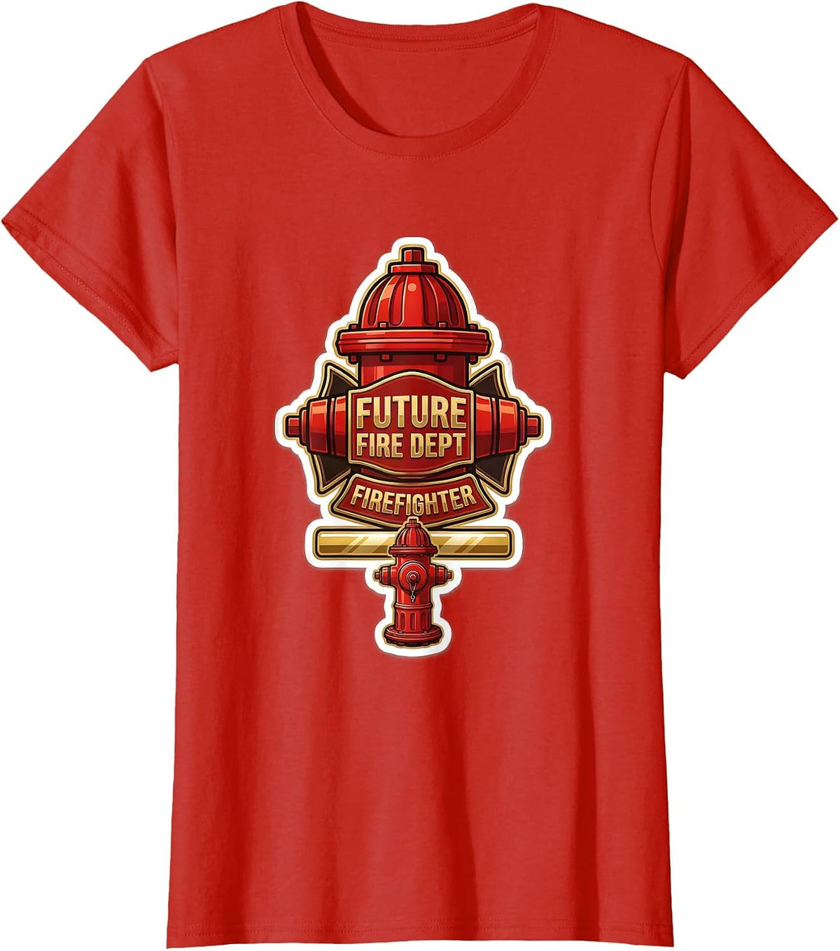 Future Fire Dept Firefighter Sticker Firefighter Badge T-Shirt - Red