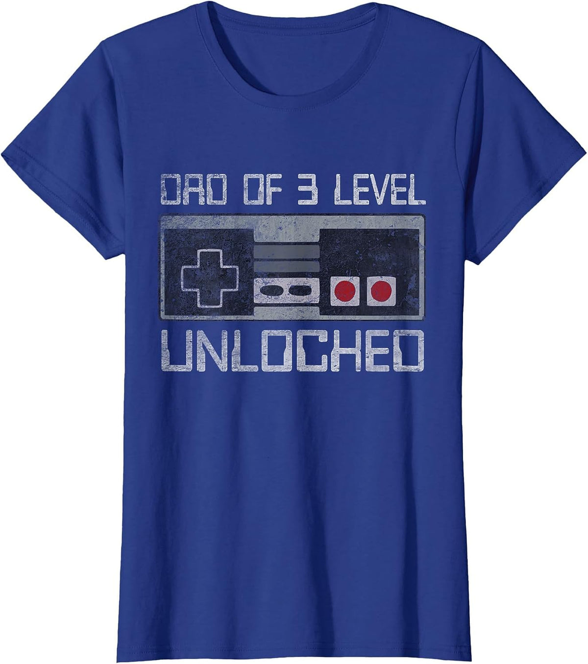 Daddy Again Leveled Up to Dad of 3 Level Unlocked Father Day T-Shirt - Royal Blue