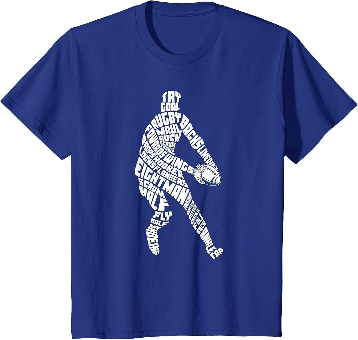 Rugby Typography Word Art T-Shirt - Royal Blue