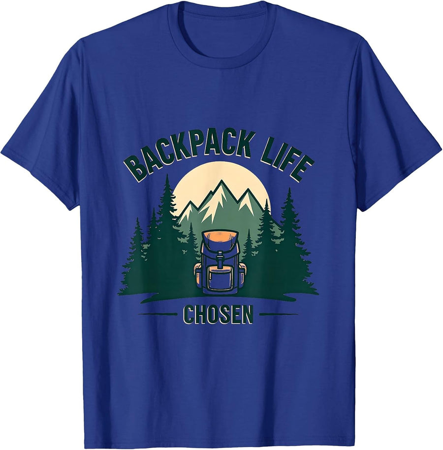 Backpack Life Chosen Hiking Adventure Design T-Shirt - Royal Blue