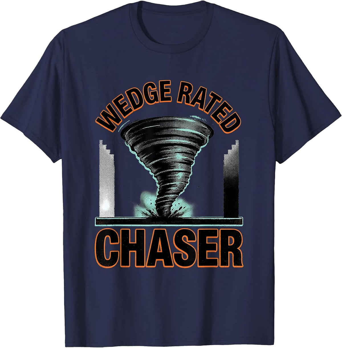 Men's Wedge Rated Chaser Funny Storm Chaser Tornado Enthusiast T-Shirt - Navy Blue