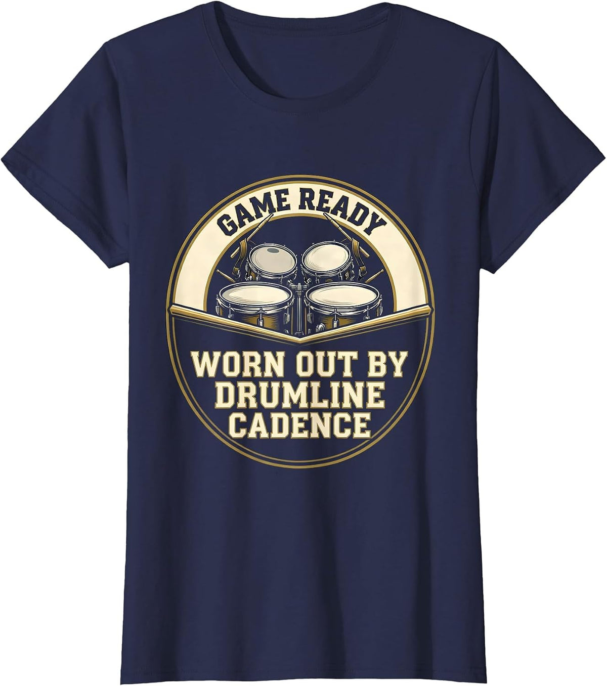 Women's Game Ready Worn Out By Drumline Cadence Drummer T-Shirt - Navy Blue