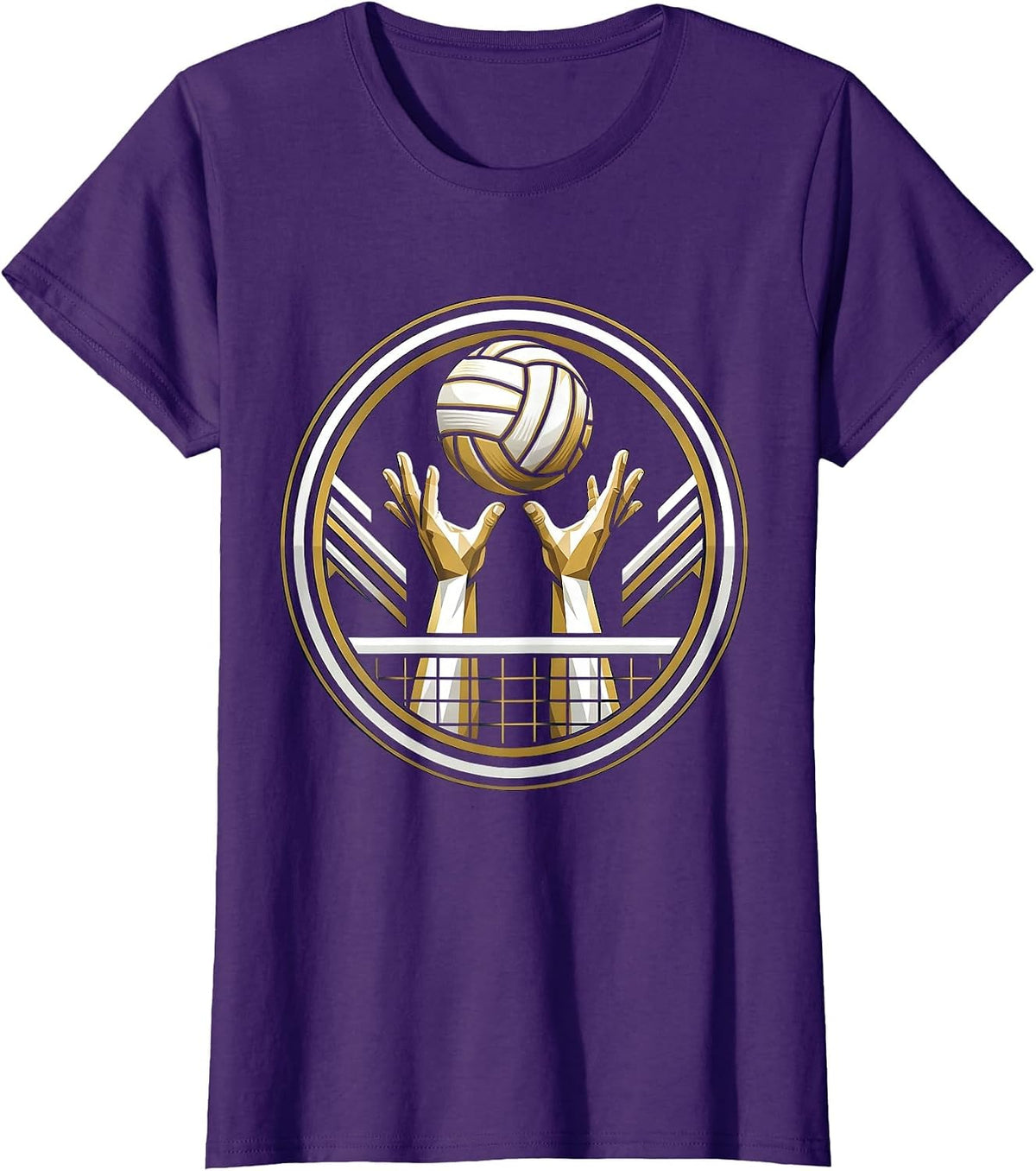 Women's Volleyball Setting Over the Net Graphic T-Shirt - Purple