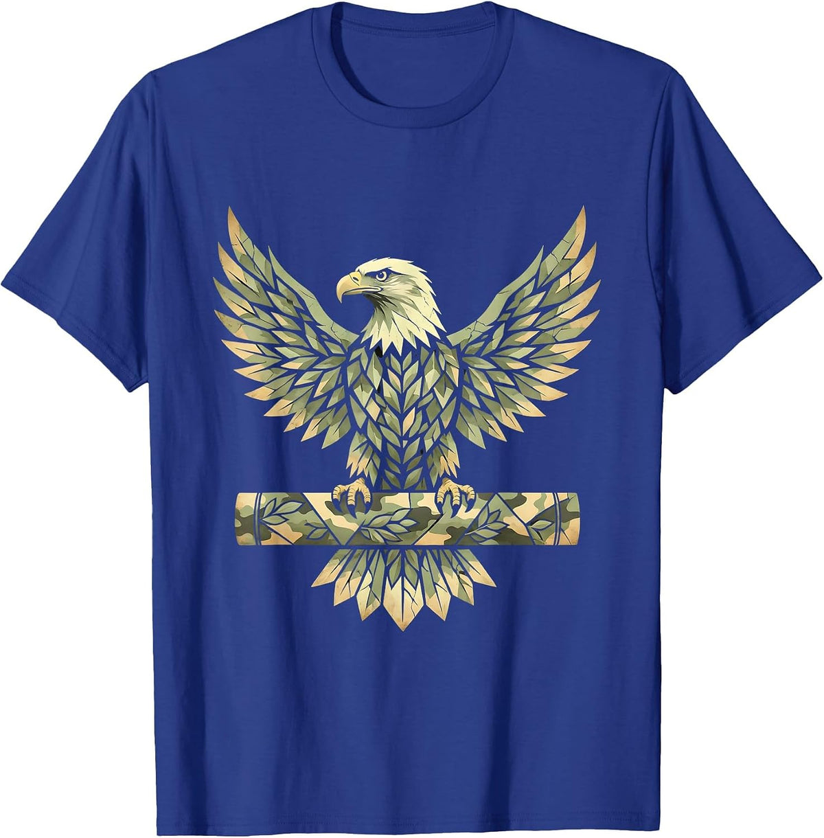 Eagle on Camo Rifle Barrel Graphic Tee T-Shirt - Royal Blue