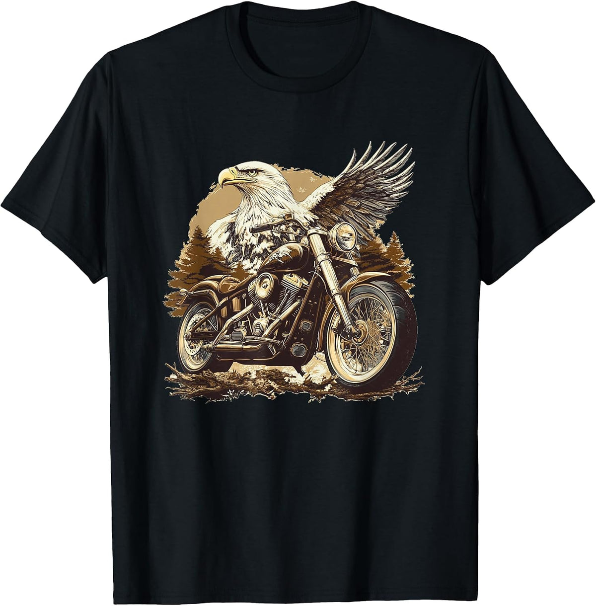 Nice Eagle Biker Costume for Motorcycle Lovers T-Shirt - Black