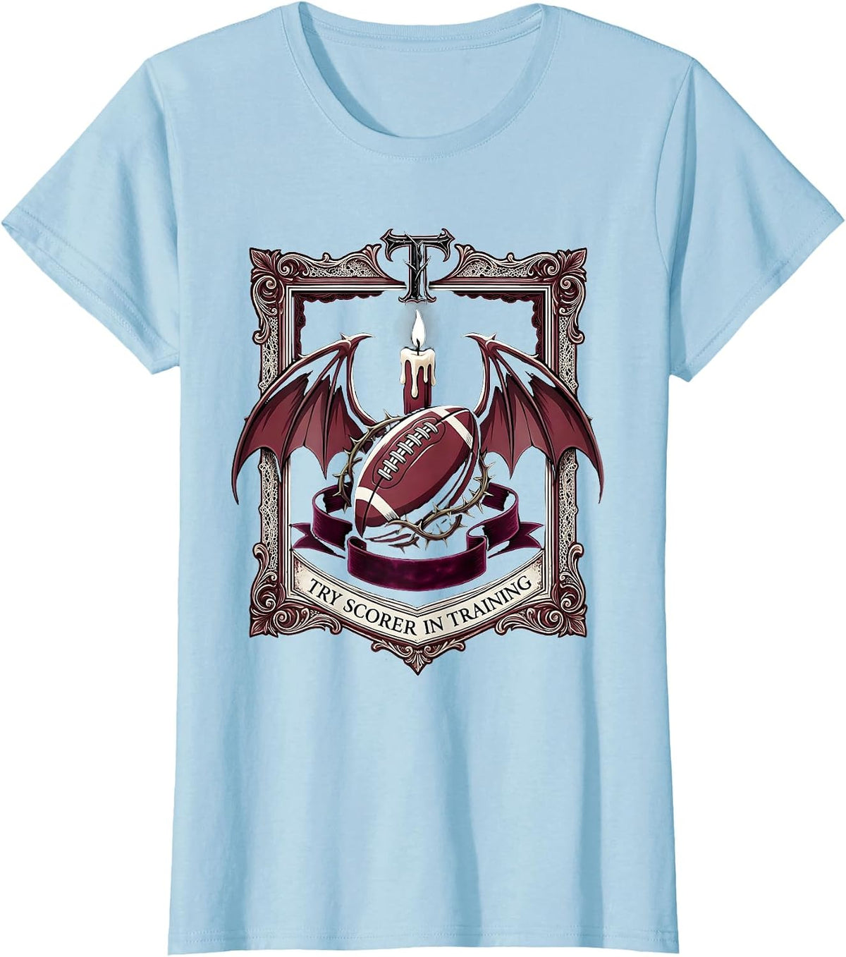 Try Scorer In Training Rugby Graphic Design T-Shirt - Baby Blue