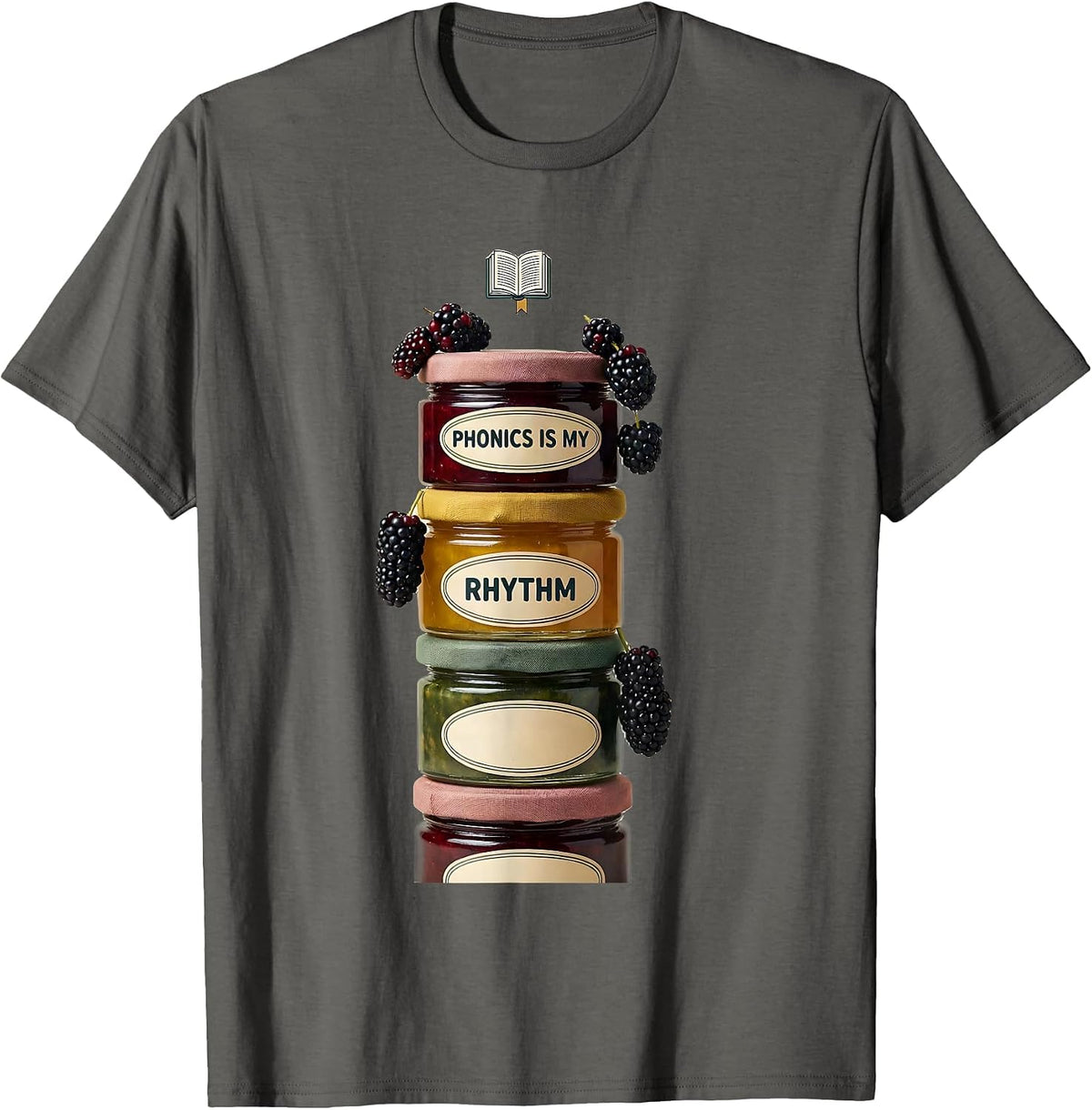 Phonics Is My Rhythm Reading Teacher Literacy Humor Back To T-Shirt - Asphalt Grey