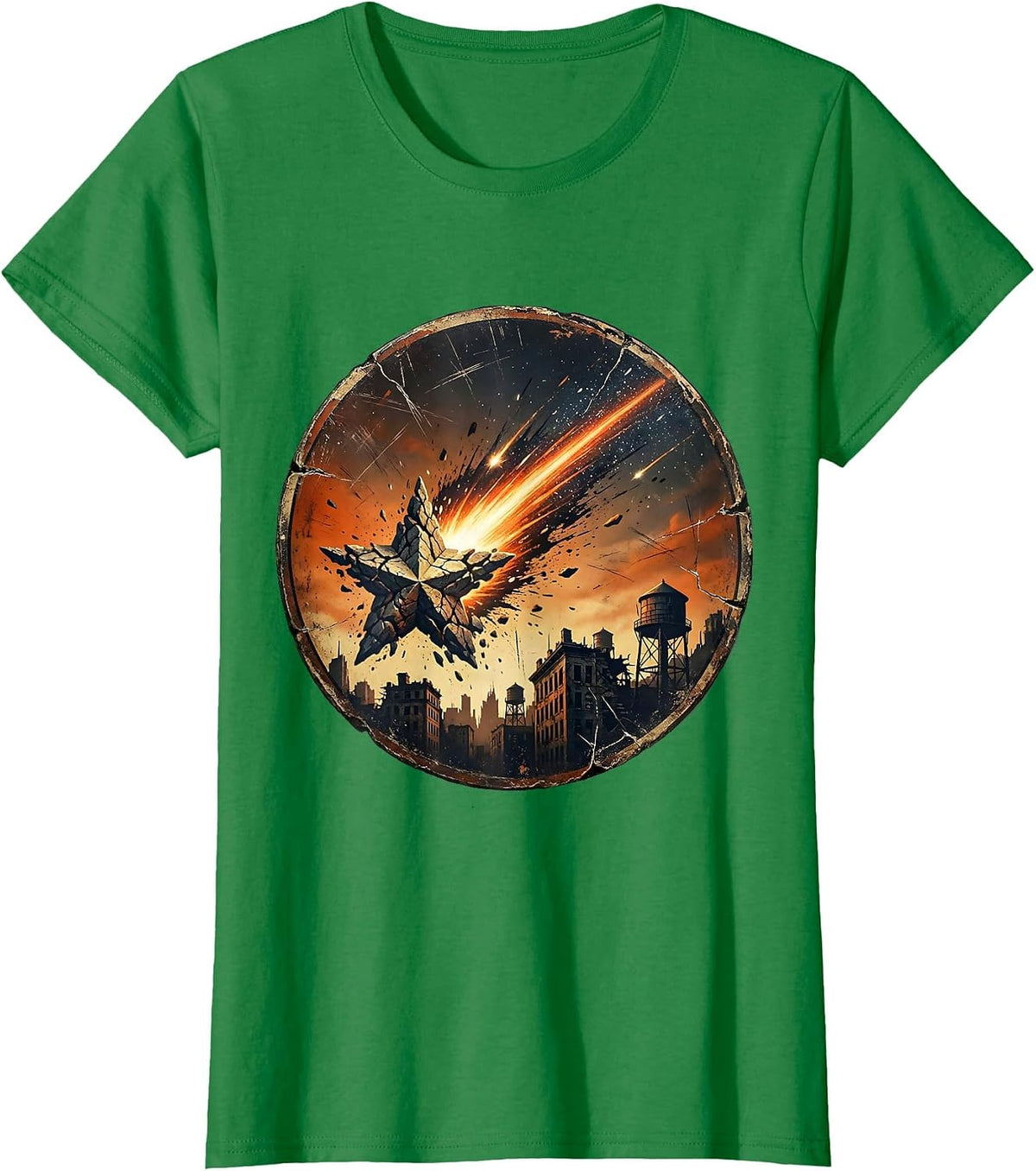Women's 21st Birthday Shooting Star City Skyline T-Shirt - Kelly Green