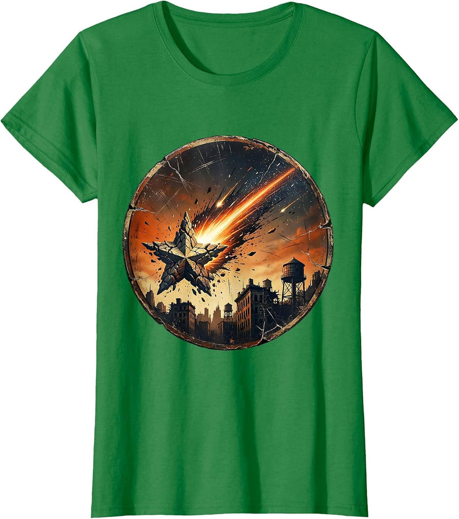 Women's 21st Birthday Shooting Star City Skyline T-Shirt - Kelly Green