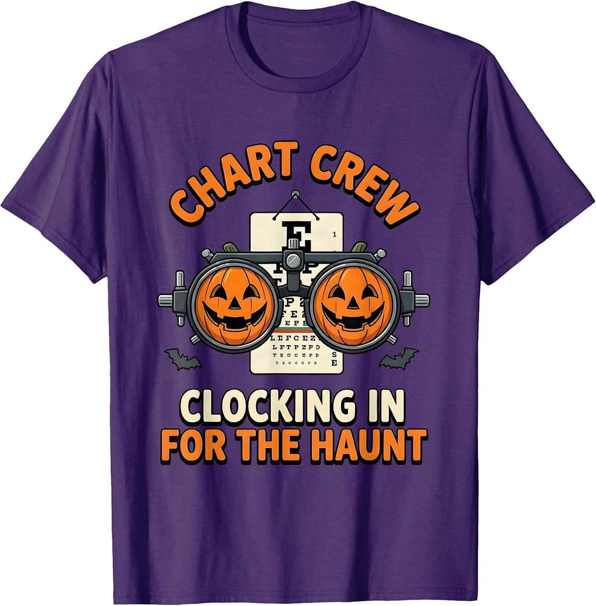 Chart Crew Clocking In For The Haunt Optometrist Halloween T-Shirt - Purple