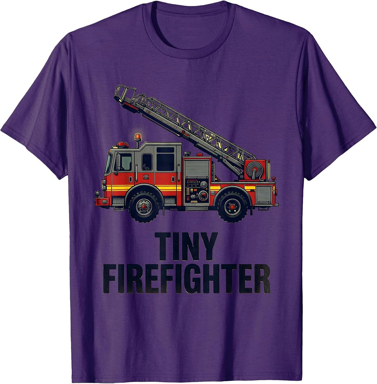 Men's Tiny Firefighter Cute Fire Truck Toddler Future Firefighter T-Shirt - Purple