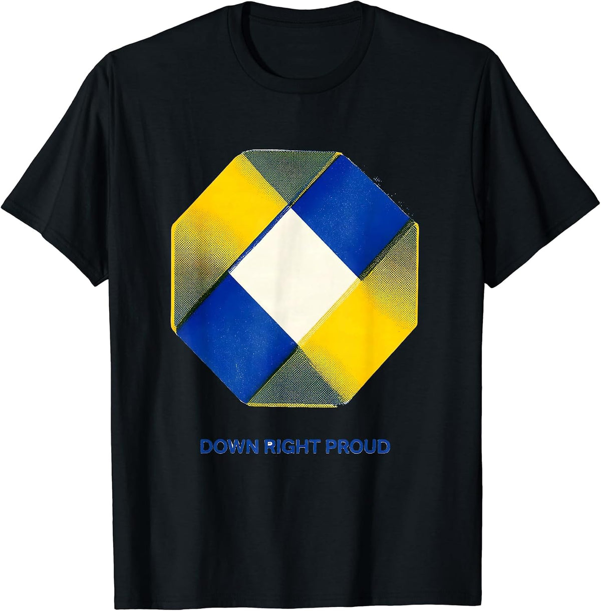 Men's Down Right Proud Risograph Down Syndrome Awareness Family T-Shirt - Black