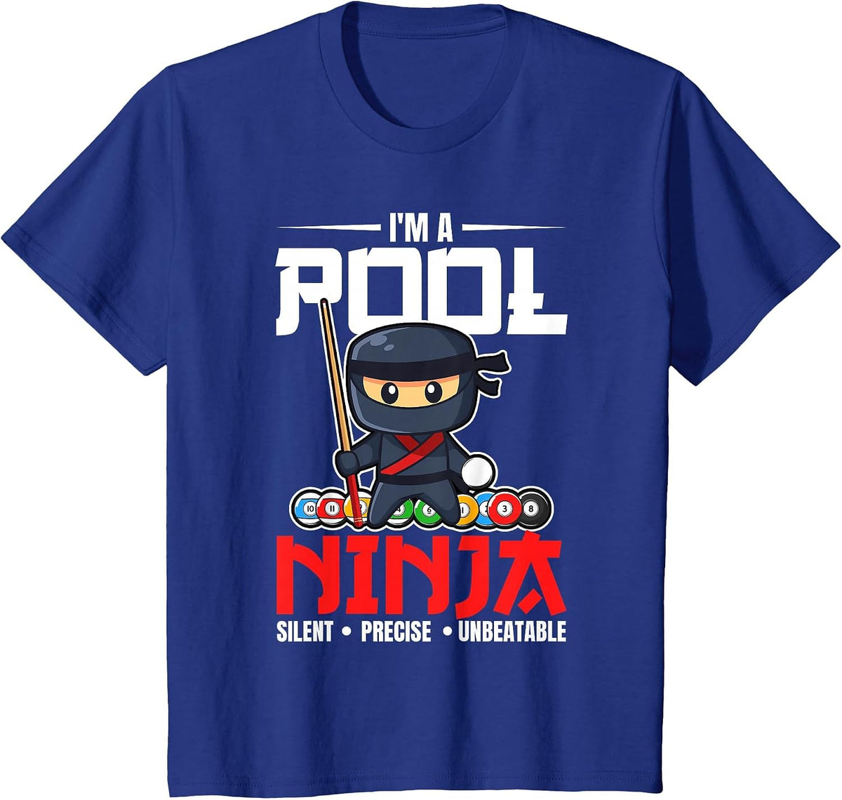Billiards Pool Ninja 8 Ball Funny Men Boys Kids Billiard T-Shirt - Royal Blue