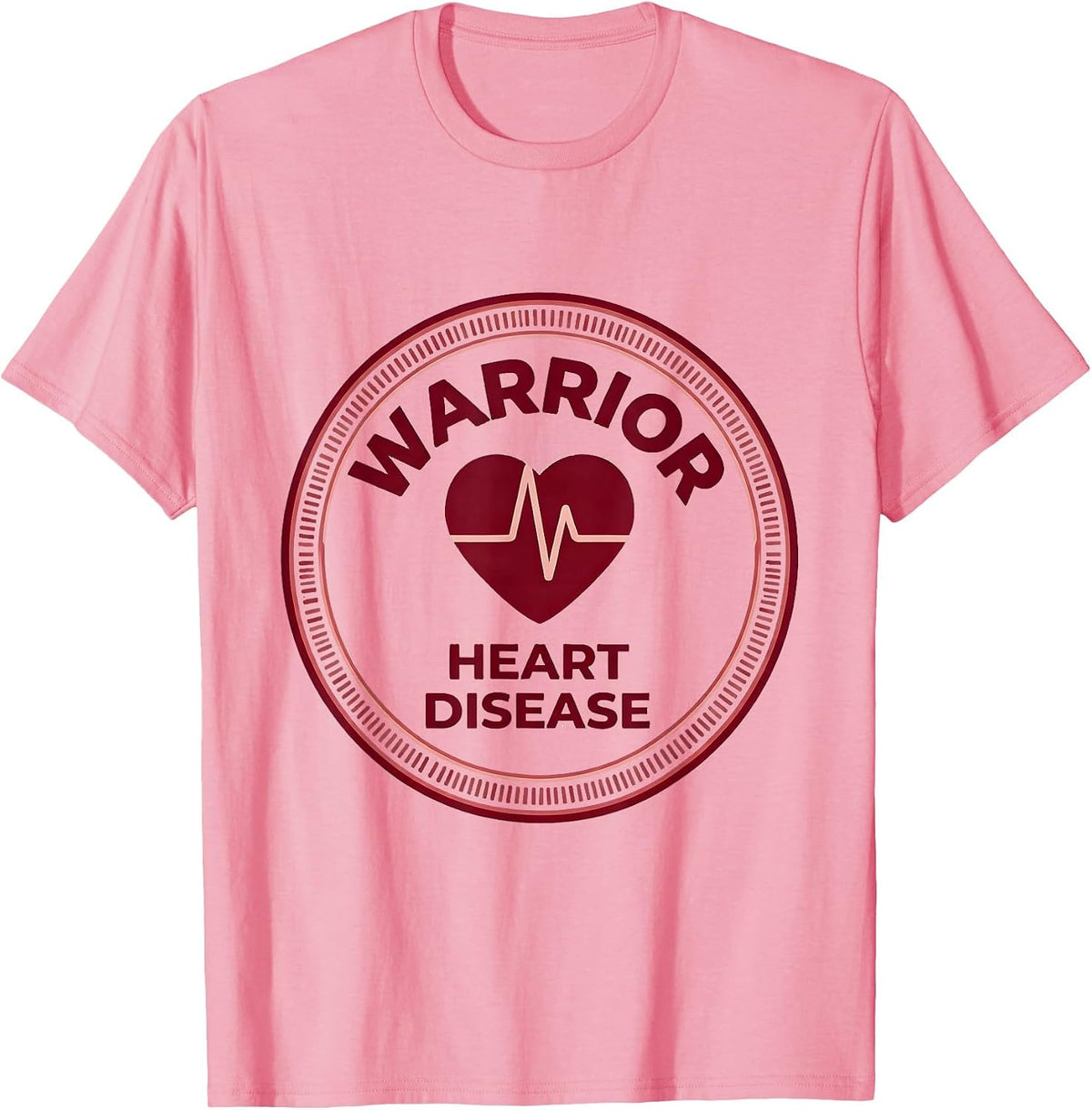 Men's Heart Disease Warrior Monochromatic Health Awareness Support T-Shirt - Pink