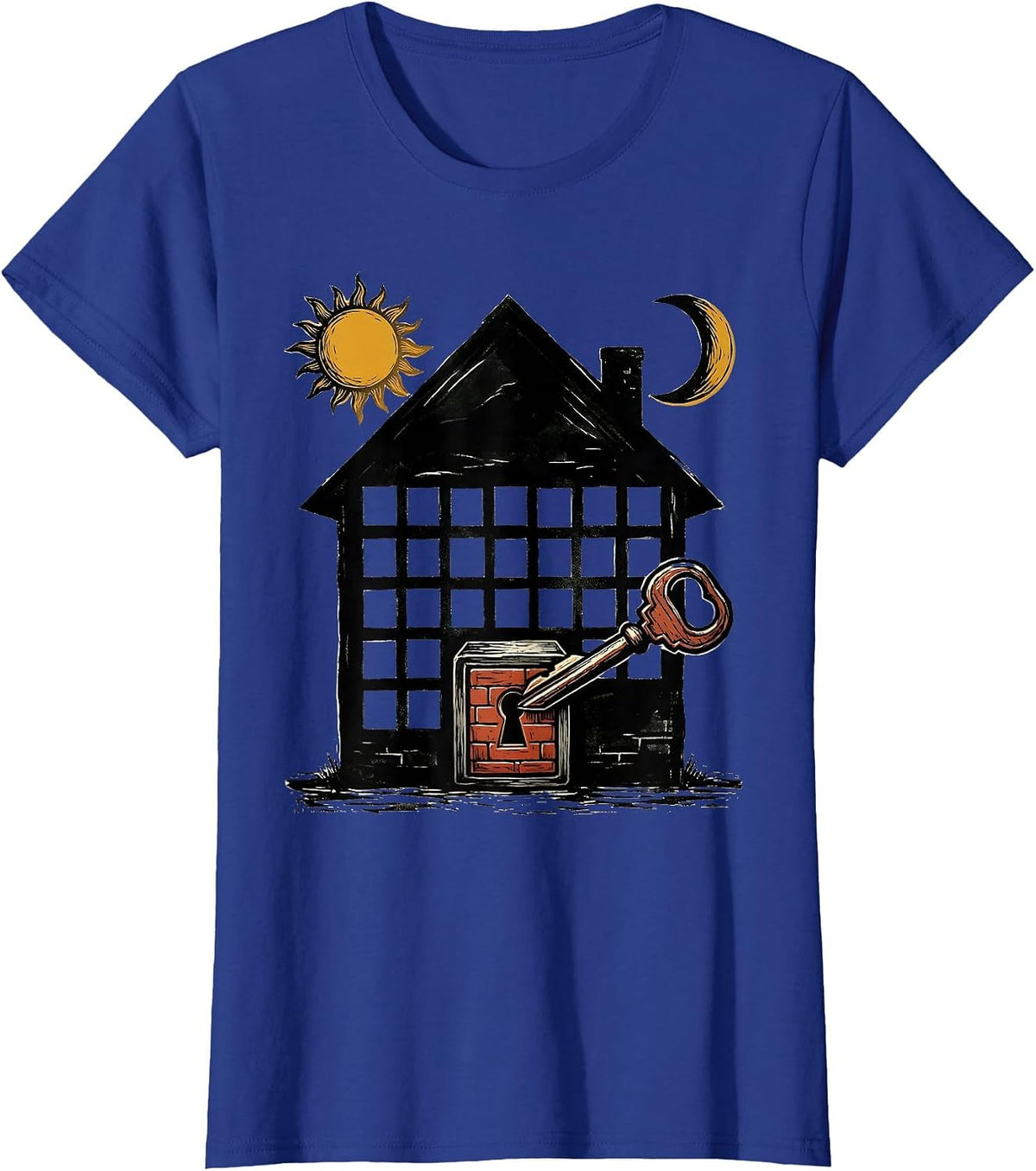 Women's Interlocked House Calendar Realtor Humor Real Estate Agent T-Shirt - Royal Blue