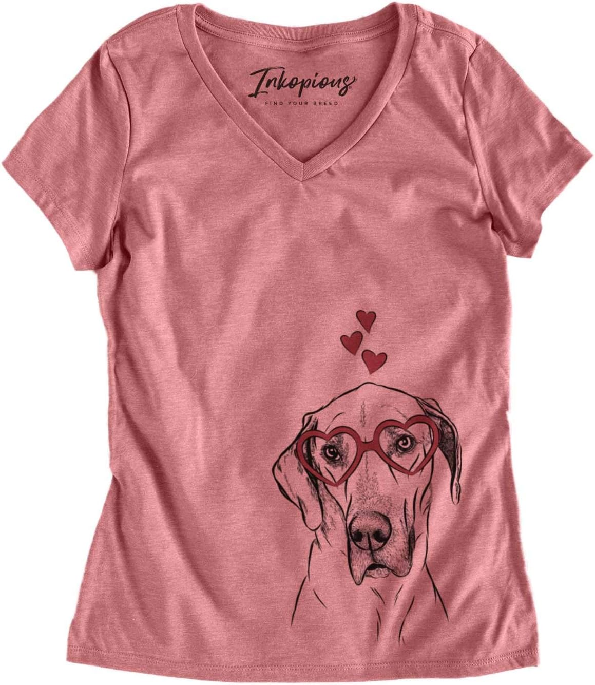 Valentine Gracie the Great Dane Dog Triblend T-Shirt - Dusty Rose V-neck