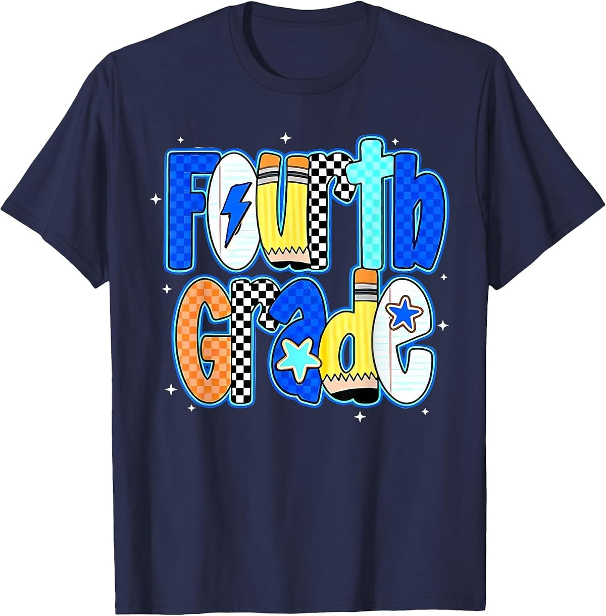 Back to School Hello Fourth Grade Team 4th Grade Boy Girl T-Shirt - Navy Blue