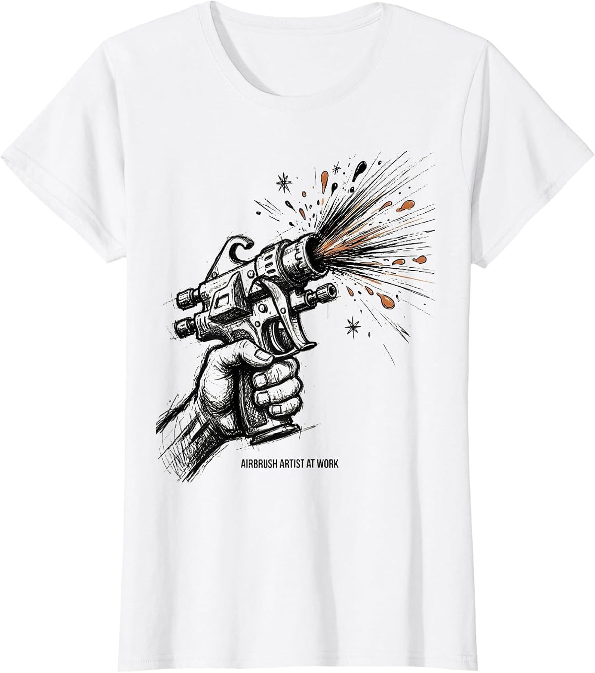 Airbrush Artist At Work Creative Design T-Shirt - White
