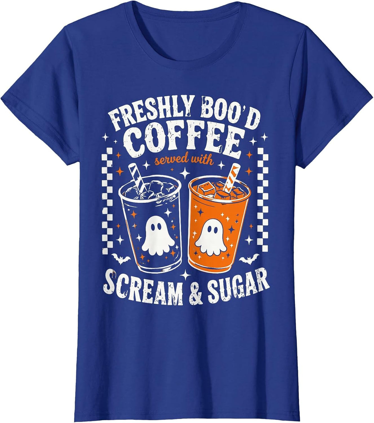 Halloween Freshly Boo'd Coffee Lover Vintage Halloween T-Shirt - Royal Blue
