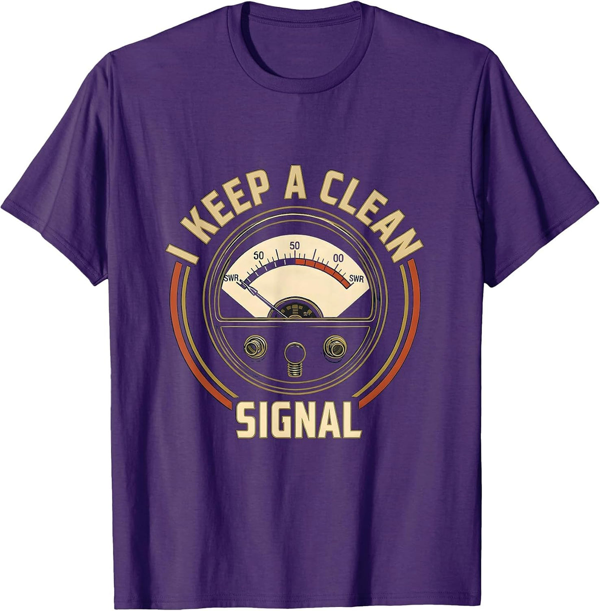Men's I Keep A Clean Signal Funny Ham Radio Operator Hobby Emblem T-Shirt - Purple