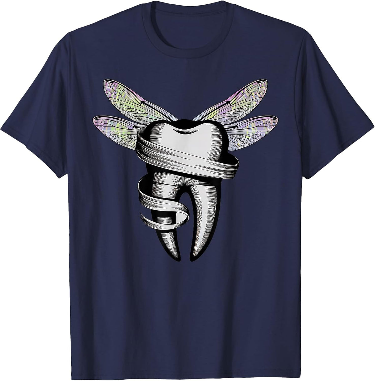 Tooth Fairy Costume Women Adult Teeth Carnival Dentist T-Shirt - Navy Blue