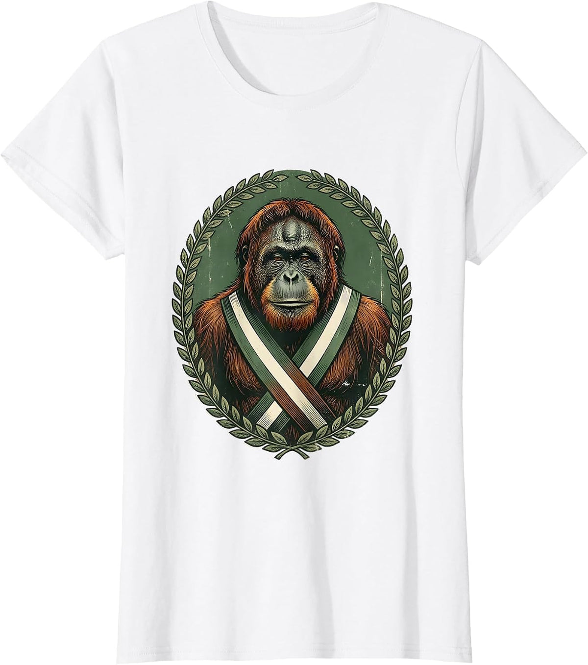 Vintage Orangutan Bust Comedic Monkey Meme Graphic T-Shirt - White