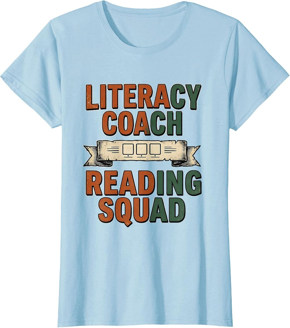 Women's Literacy Coach Reading Squad Vintage Phonics Teacher Squad T-Shirt - Baby Blue