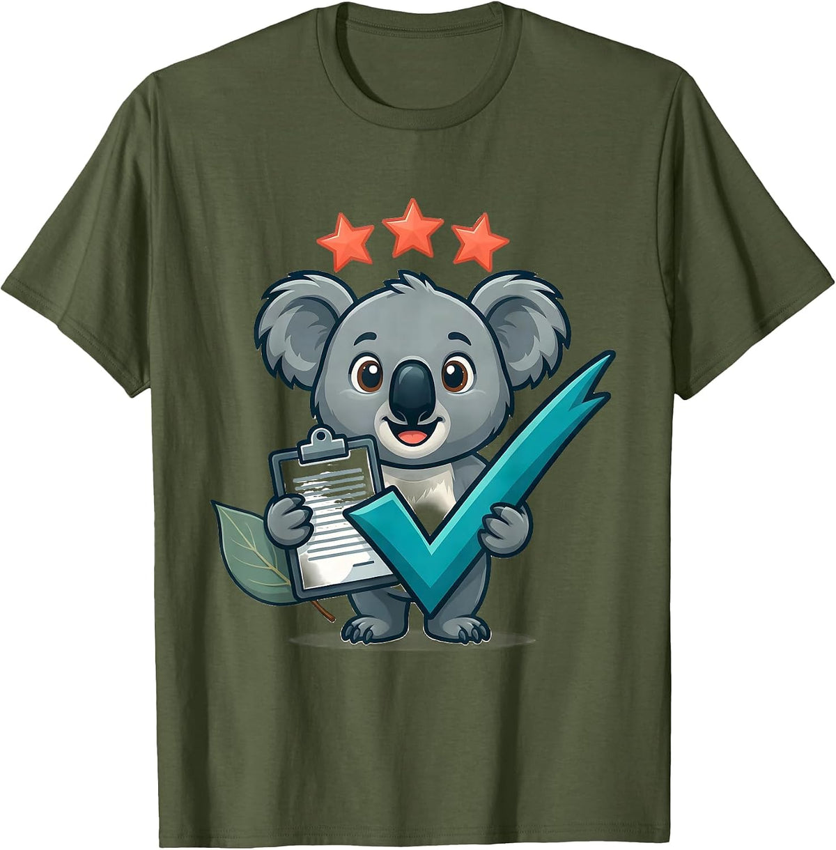 Koala Quality Inspector Cute Animal Lover Gift T-Shirt - Olive Green