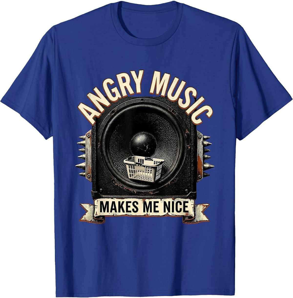Men's Angry Music Makes Me Nice Funny Metal Fan Metalhead Humor T-Shirt - Royal Blue