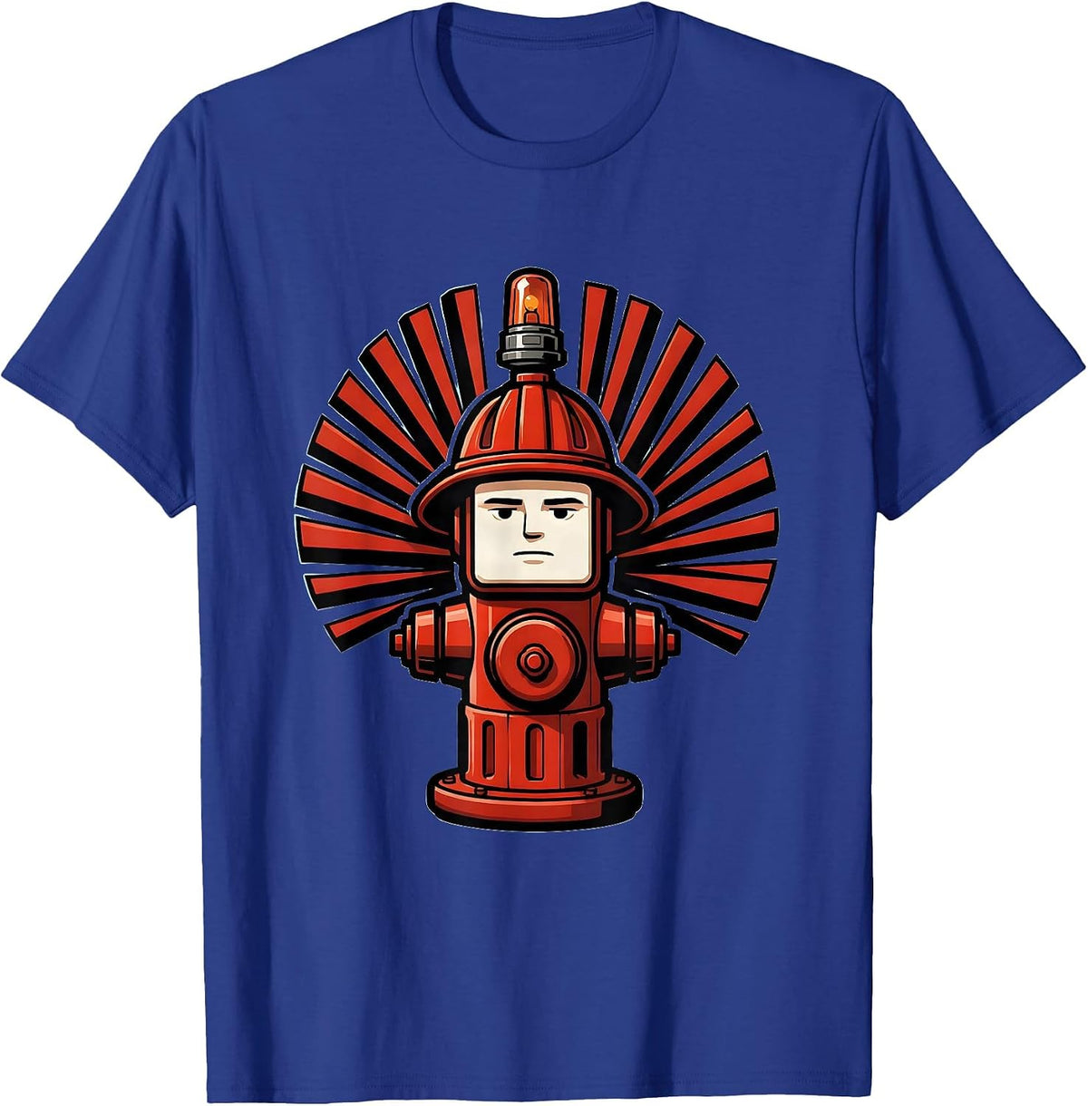 Fire Hydrant Mascot Helmet Funny Firefighter Humor T-Shirt - Royal Blue