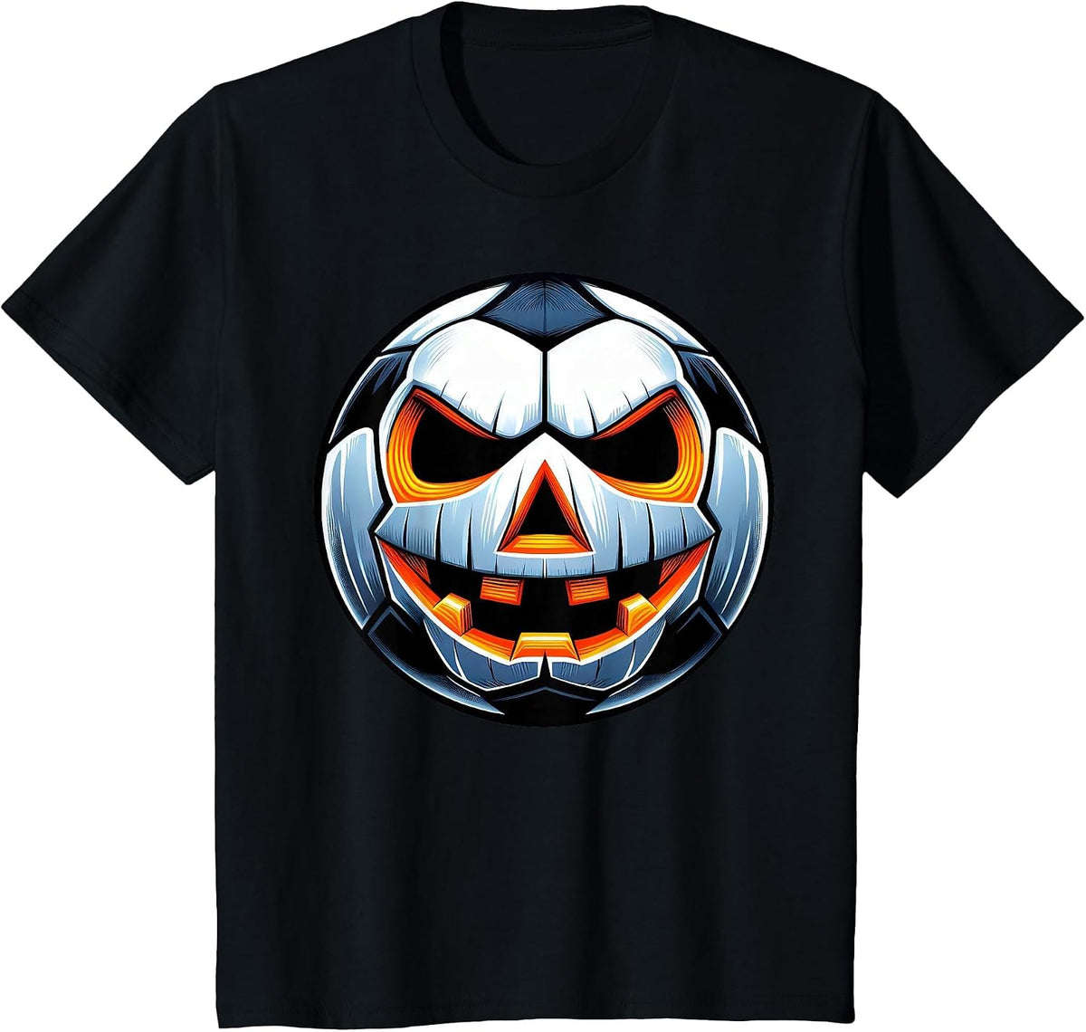 Funny Halloween Jack O Lantern Soccer Player Coach Pitcher T-Shirt - Black