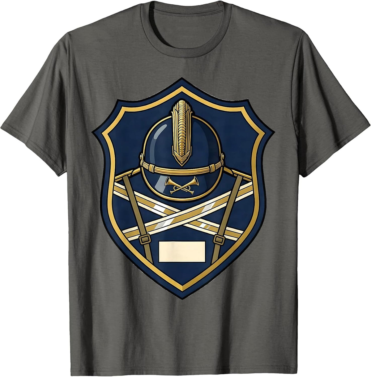 Firefighter Helmet Emblem Fire Department Pride Uniform T-Shirt - Asphalt Grey