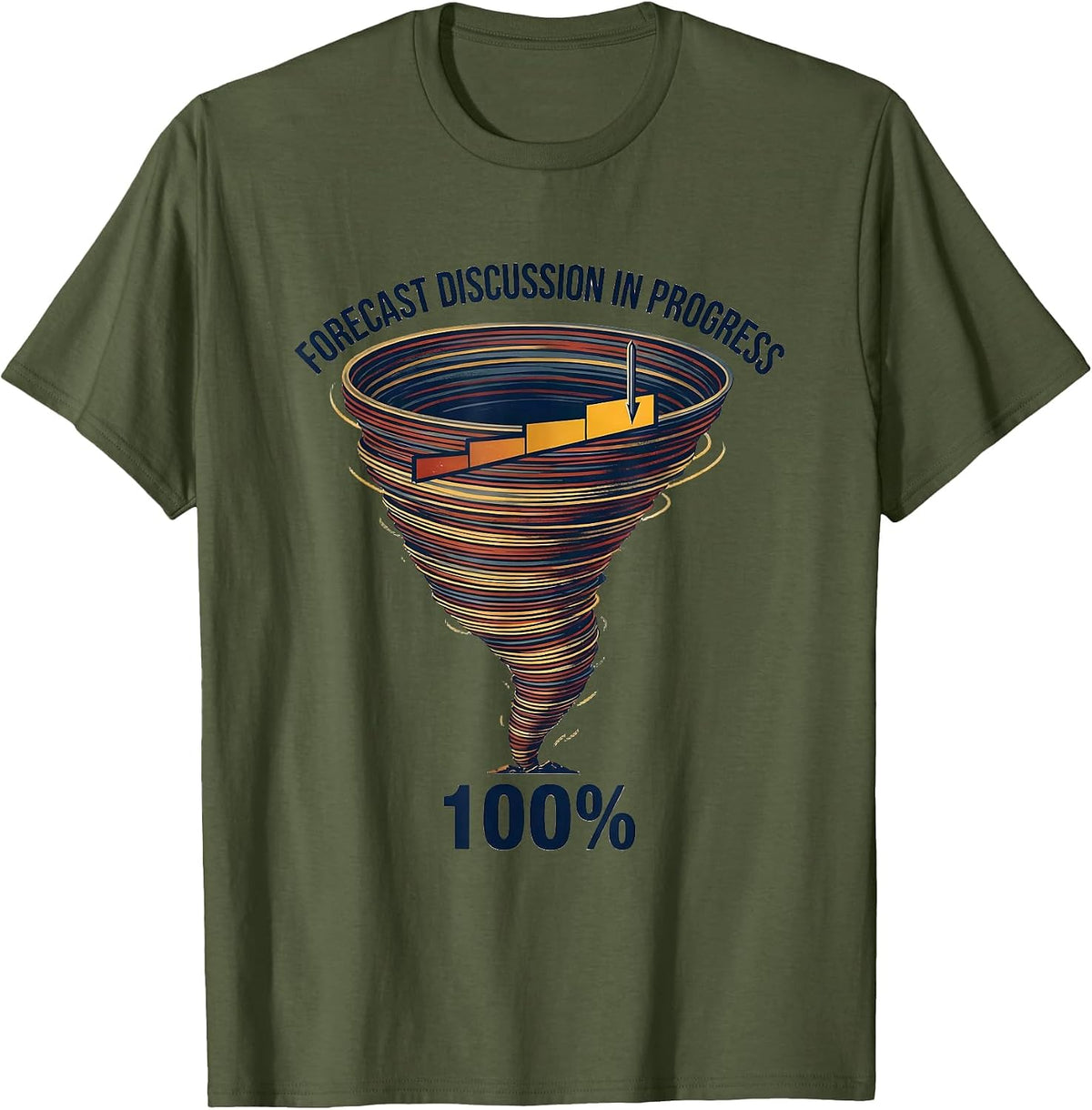 Men's Forecast Discussion In Progress: 100% Bold Storm Chaser T-Shirt - Olive Green